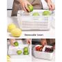 3 Pack Plastic White Produce Saver Container, Vegetable Fruit Storage Organizer Bins Fridge Container Box with Divider