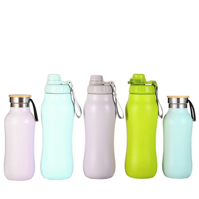 Portable OEM Printing Custom Double Wall Stainless Steel Vaccum Flasks Spout Thermos Insulated Sport Water Bottles with Chug Lid