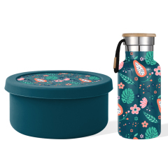 Oven Safe Food Storage Containers Silicone Baby Food Storage Round Bento Lunch Box with Water Bottle for kids Oven Safe Food Storage Containers Silicone Baby Food Storage Round Bento Lunch Box with Water Bottle for kids