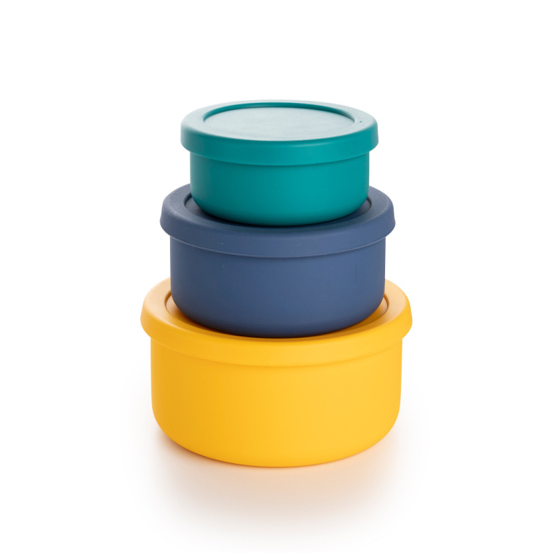 Oven Safe Food Storage Containers Silicone Baby Food Storage Round Bento Lunch Box with Water Bottle for kids