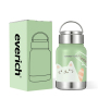 Portable Easy to Carry 50ml 12oz Wide Mouth Double Wall 304 Stainless Steel Water Bottle Vacuum Flask with Handle Lid