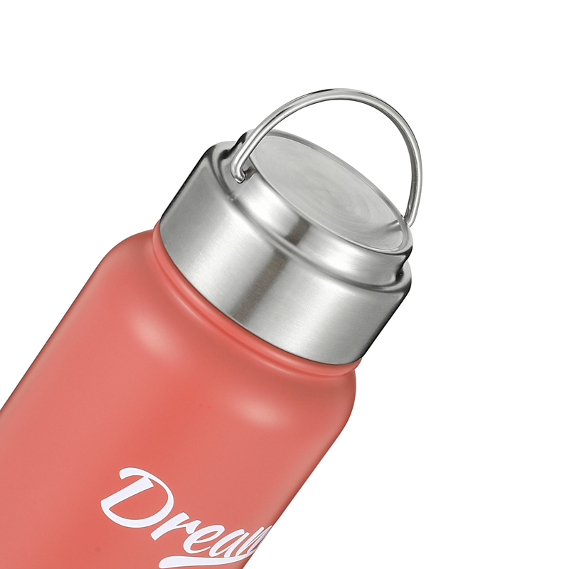 Portable Easy to Carry 50ml 12oz Wide Mouth Double Wall 304 Stainless Steel Water Bottle Vacuum Flask with Handle Lid