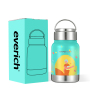 Portable Easy to Carry 50ml 12oz Wide Mouth Double Wall 304 Stainless Steel Water Bottle Vacuum Flask with Handle Lid