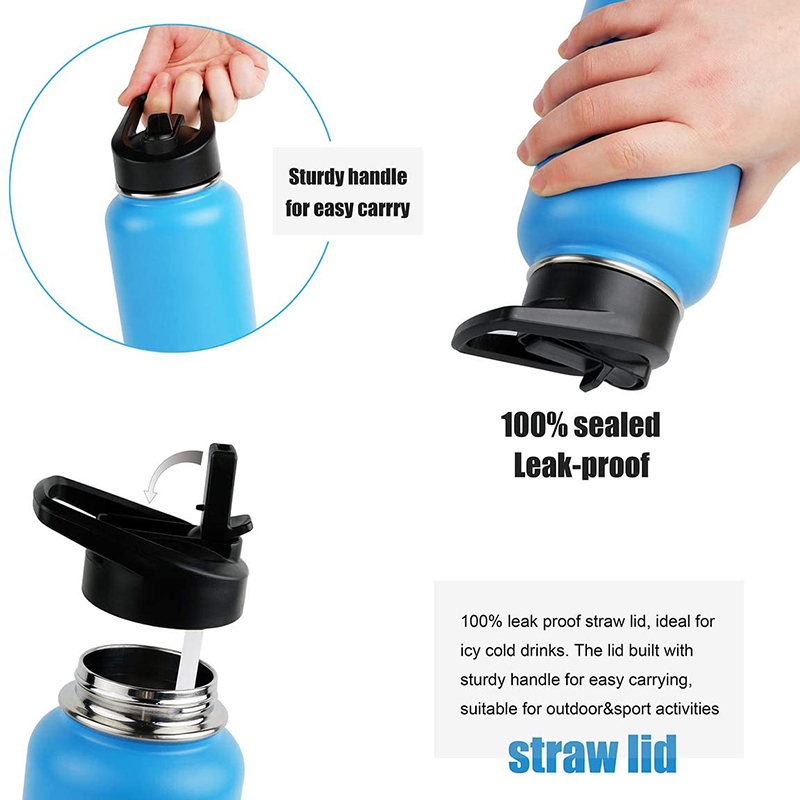 32oz eco bpa free double wall 18/8 stainless steel insulated vacuum sports water bottles with spout straw handle lid
