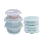 Kitchen Portable Pink Green Food Grade Three Pieces Silicone Foldable Round Soft Collapsible Silicone Food Storage Container Box