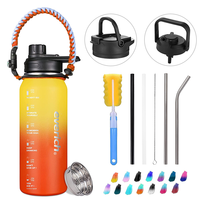 22 oz Wholesale OEM  Wide Mouth 304 Stainless Steel Vacuum Insulated Water Bottles with Hand Rope Sets