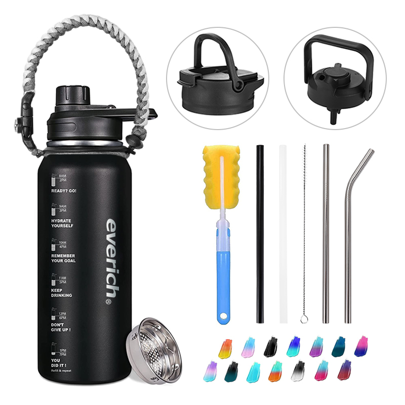 22 oz Wholesale OEM  Wide Mouth 304 Stainless Steel Vacuum Insulated Water Bottles with Hand Rope Sets