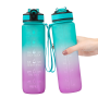 32oz Motivational Fitness Sports Water Bottle with Time Marker & Fruit Infuser & Large Wide Mouth Leakproof Durable Non-Toxic