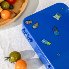 Blue Food-Safe Materials Microwave Dishwasher Safe Leak-Proof 5 Compartment Kids Lunch Bento Box