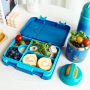 Blue Food-Safe Materials Microwave Dishwasher Safe Leak-Proof 5 Compartment Kids Lunch Bento Box
