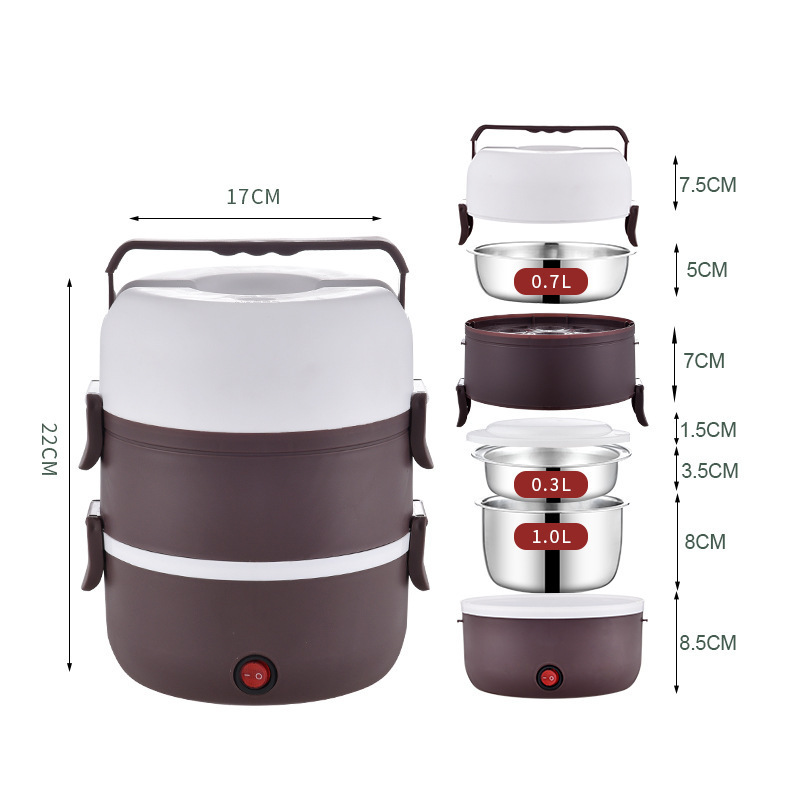 Portable Food Containers Heated Electric Steamer Lunch Box with Airtight Lid