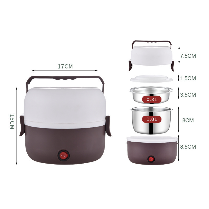 Portable Food Containers Heated Electric Steamer Lunch Box with Airtight Lid