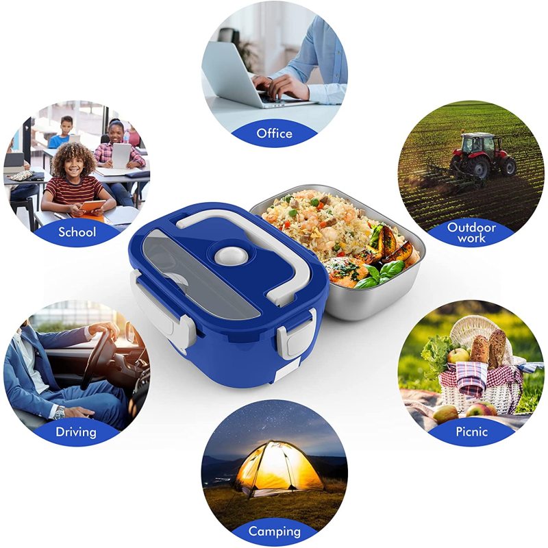 Top Seller Wholesaler Portable Food Heater Usb Hot Blue Lunch Box Warmer with Insulation Bag