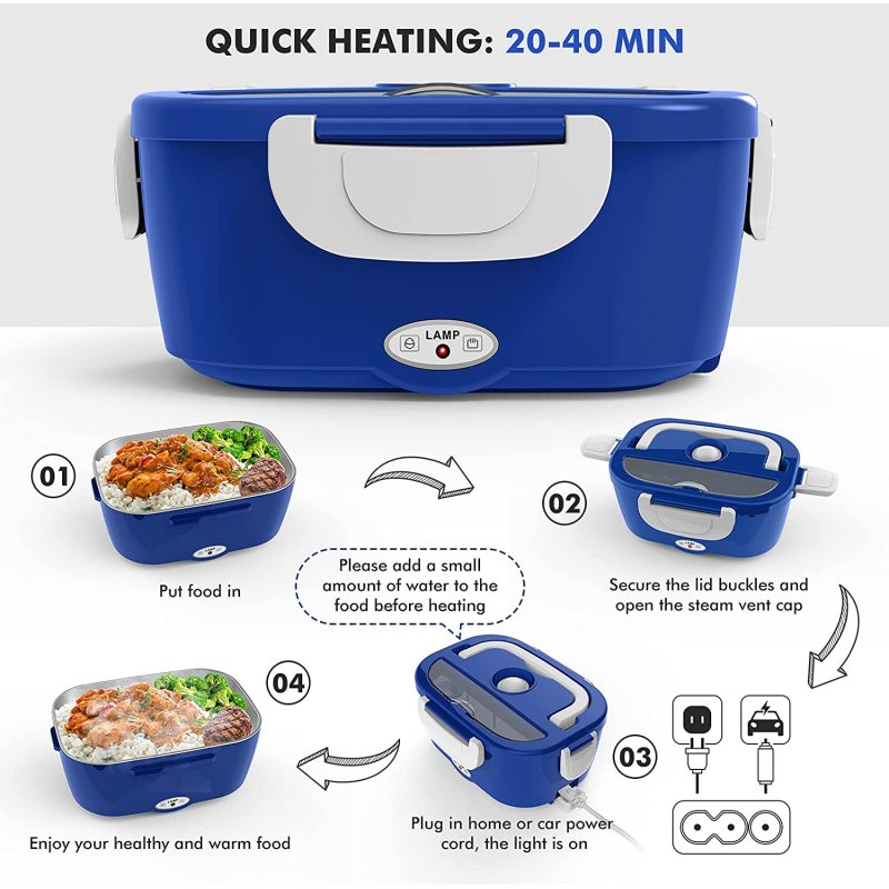 Top Seller Wholesaler Portable Food Heater Usb Hot Blue Lunch Box Warmer with Insulation Bag