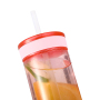 2 Compartments 16oz Double Wall Skinny Tumblers Clear AS Plastic Water Cup with Straw and Lid