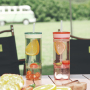 2 Compartments 16oz Double Wall Skinny Tumblers Clear AS Plastic Water Cup with Straw and Lid