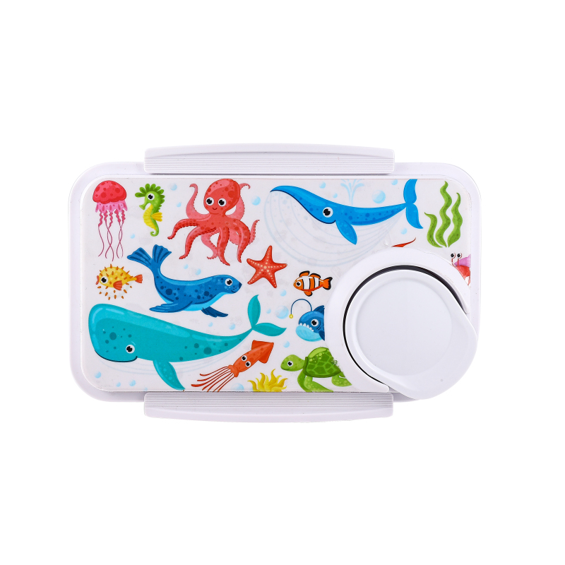 Everich Custom Logo Print Detachable Two Compartments Storage Containers Plastic Baby Bento Lunch Box with Sauce Box for Kids