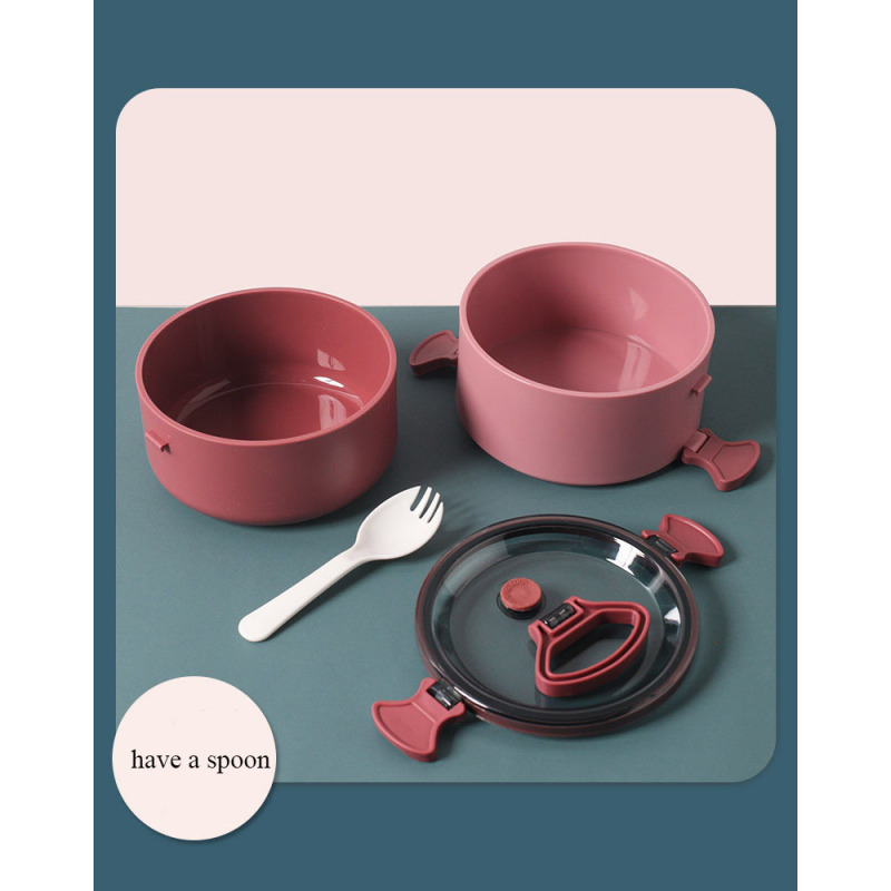 Korean eco friendly PP round food storage containers plastic thermal microwave safe portable lunch box with handle