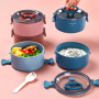 Korean eco friendly PP round food storage containers plastic thermal microwave safe portable lunch box with handle