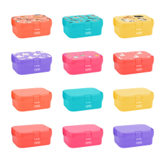 Outdoor Portable OEM Custom Logo Print Pure Color Small 450ml Plastic PP Food Bento Lunch Box for School Children Kids
