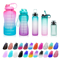 2L Eco friendly gradient colorful portable sports fitness drinking tritan plastic water bottles with time maker
