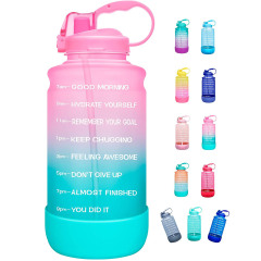 2L Eco friendly gradient colorful portable sports fitness drinking tritan plastic water bottles with time maker 2L Eco friendly gradient colorful portable sports fitness drinking tritan plastic water bottles with time maker