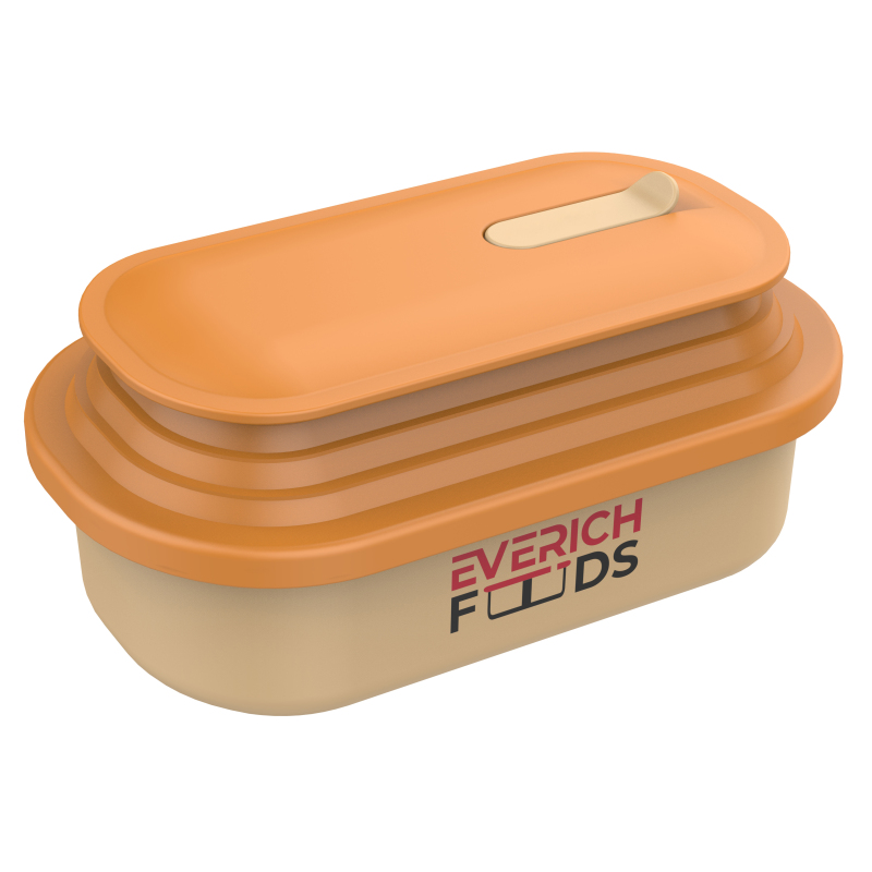 Extendable Food Container Two Compartments 304 Single Stainless Steel Bento Lunch Box with Stretch Silicone Lids