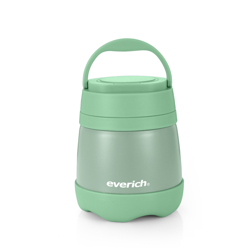 thermos dual compartment stainless insulated lunch jar vacuum handle food container Jar with folding Spoon