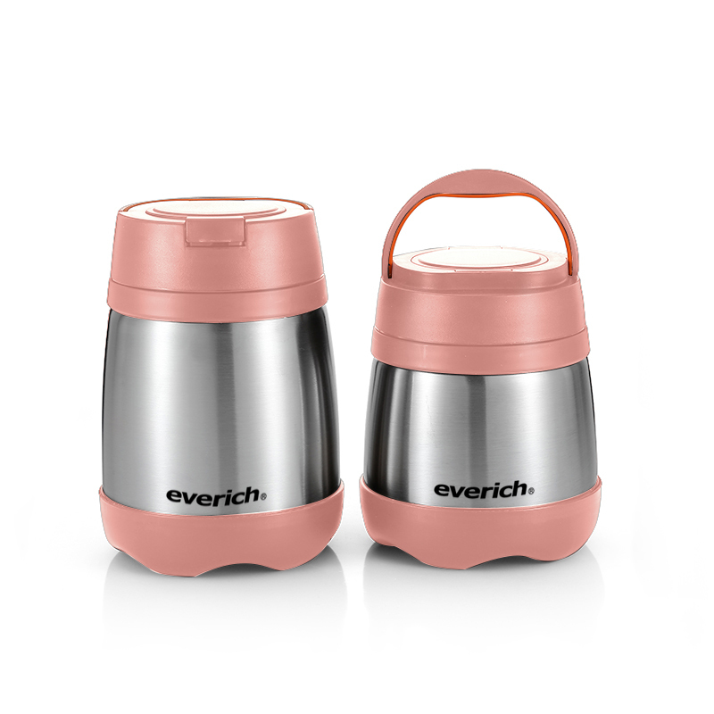 thermos dual compartment stainless insulated lunch jar vacuum handle food container Jar with folding Spoon