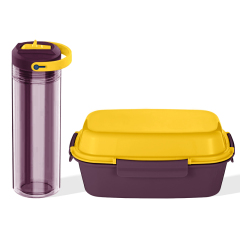 BPA-FREE ODM Custom Logo 4 Compartment Leakproof Durable Plastic Bento Lunch Box for Kids Plastic water bottle