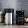 Stainless Steel Food Jar Containers Microwave Safe Leakproof Three Boxes Set  Plastic Stainless Steel Lunch Box With Strap