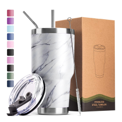 30oz Tumbler with Lid and Straw, Stainless Steel Vacuum Insulated Coffee Tumbler Cup, Double Wall Powder Coated White, 2 pack 30oz Tumbler with Lid and Straw, Stainless Steel Vacuum Insulated Coffee Tumbler Cup, Double Wall Powder Coated White, 2 pack