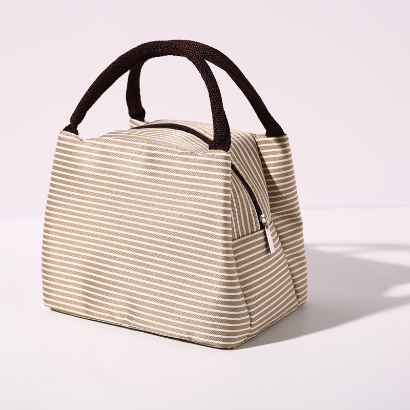 Custom logo 9 Colors stripe lunch tote bag reusable portable oxford insulated cooler bag