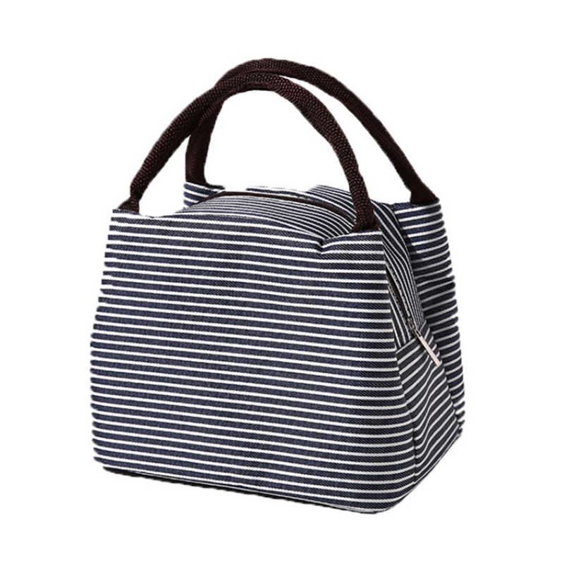 Custom logo 9 Colors stripe lunch tote bag reusable portable oxford insulated cooler bag