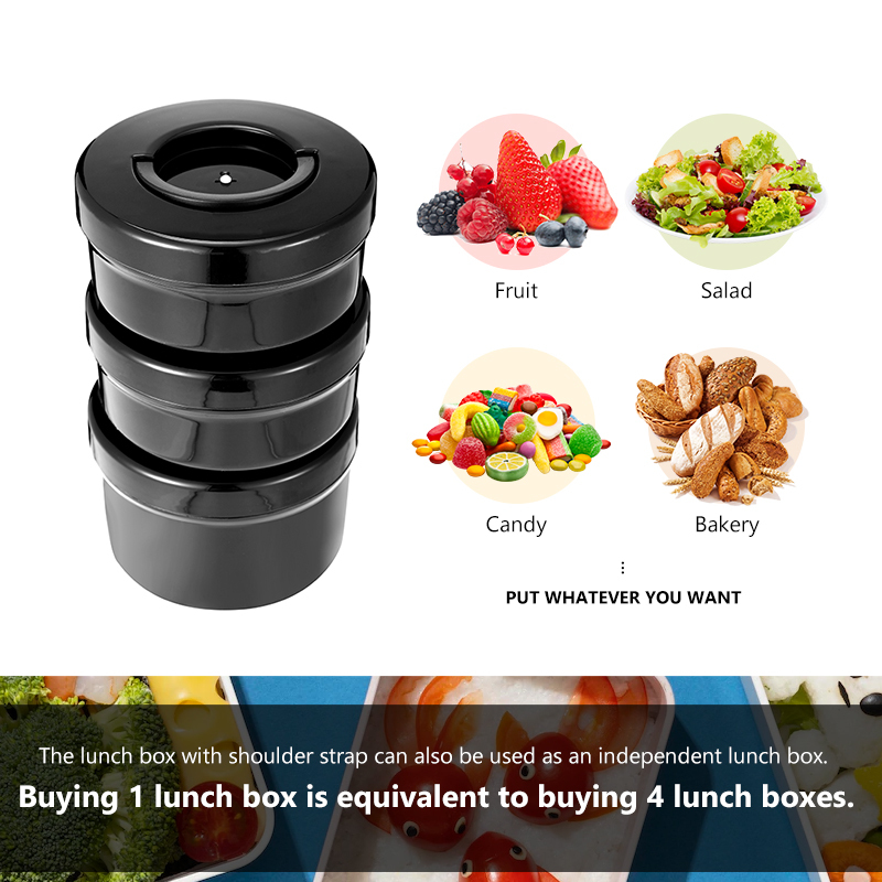 Everich ODM Custom Logo Print Plastic 304 Stainless Steel Vaccum Insulated Food Jar Food Containers with Strap