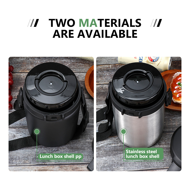 Everich ODM Custom Logo Print Plastic 304 Stainless Steel Vaccum Insulated Food Jar Food Containers with Strap