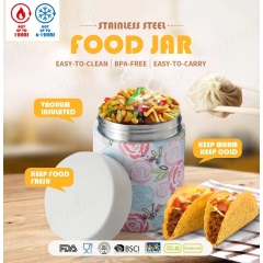 2021 High Quality 500Ml Portable Stainless Steel food jar customized logo take away good quality