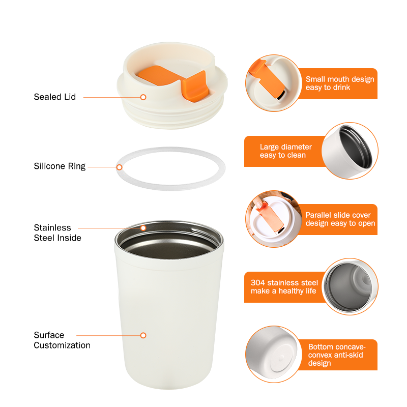 2022 Everich New Design Custom Vaccum Coffee Tumbler Travel Mug Stainless Steel Insulated Thermos Coffee Cup with Lid