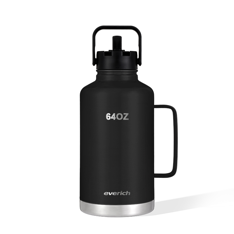 Width Mouth 64oz non-toxic and BPA-free stainless steel insulated beer Growler with straw Lid