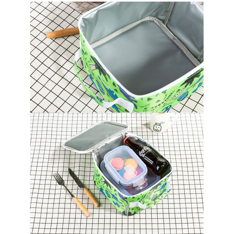 Custom cartoon print travel camping waterproof thermal lunch bag kids insulated cooler lunch bag for school