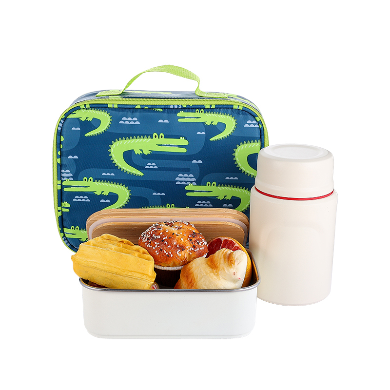 Custom Logo Print 900ML Single Wall Bento Lunch Box Food Containers with Bamboo Lids &Thermos Insulated Vaccum Food Jar for Kids