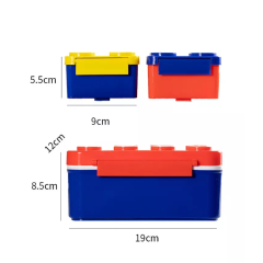 building blocks Creative Design Custom 250ml 800ml Double Layer Children Plastic Food Jar Bento Lunch Box for Kids