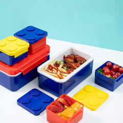 building blocks Creative Design Custom 250ml 800ml Double Layer Children Plastic Food Jar Bento Lunch Box for Kids building blocks Creative Design Custom 250ml 800ml Double Layer Children Plastic Food Jar Bento Lunch Box for Kids