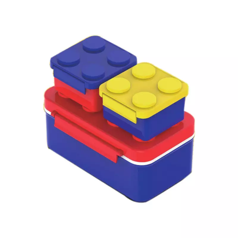 building blocks Creative Design Custom 250ml 800ml Double Layer Children Plastic Food Jar Bento Lunch Box for Kids