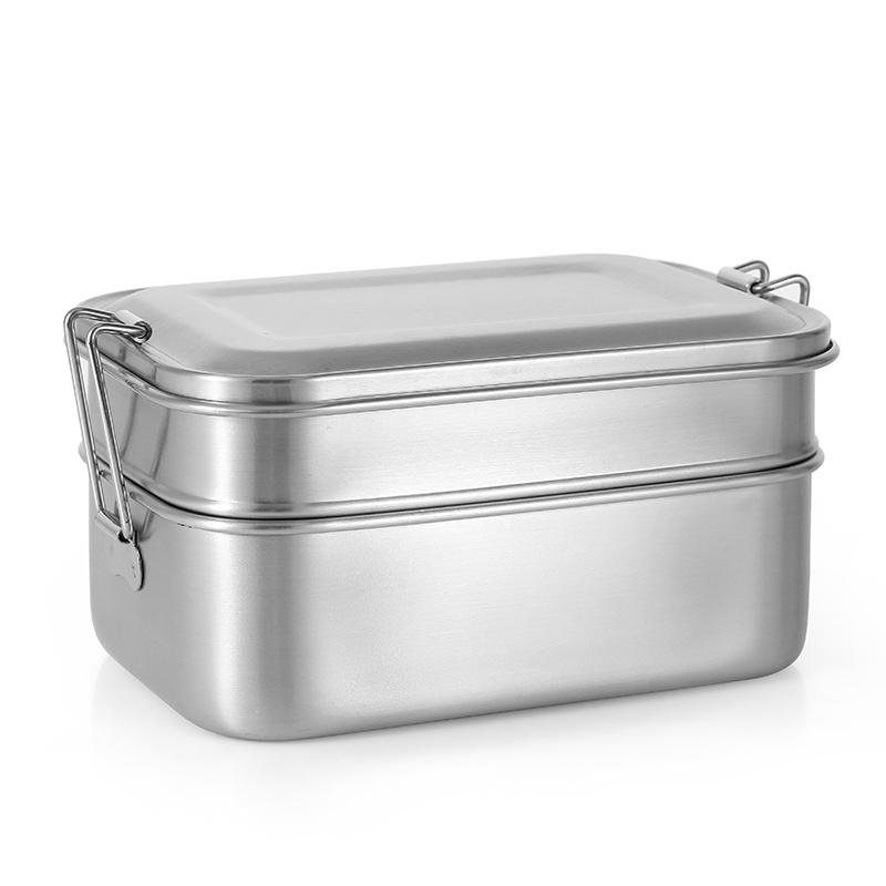 Customized Logo Acceptable Rectangle Food Container Storage Box Stainless Steel Bnto Boxes Lunch Box With Handle
