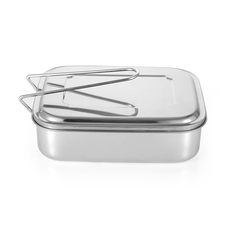 Customized Logo Acceptable Rectangle Food Container Storage Box Stainless Steel Bnto Boxes Lunch Box With Handle