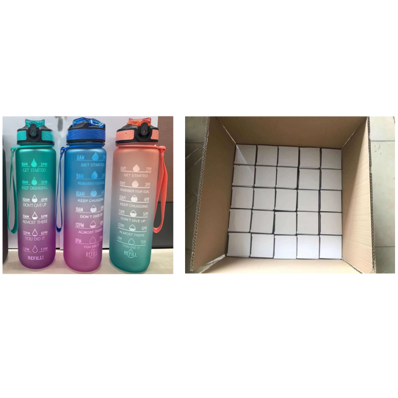 Free Shipping Water Bottle 32 oz Motivational Water Bottle with Time Marker & Cleaning Brush, Reusable SK Water Bottle for Sport