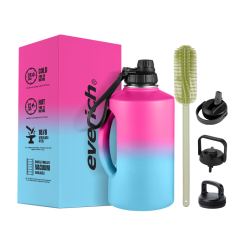 Colorful Powder Coated 2.2L Big Capacity Double Wall 304 Stainless Steel Insulated Water Bottle Beer Growlers with Lids Brush