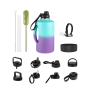 Colorful Powder Coated 2.2L Big Capacity Double Wall 304 Stainless Steel Insulated Water Bottle Beer Growlers with Lids Brush