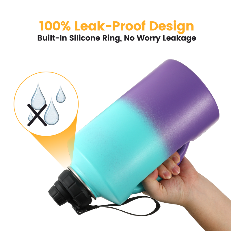 Colorful Powder Coated 2.2L Big Capacity Double Wall 304 Stainless Steel Insulated Water Bottle Beer Growlers with Lids Brush